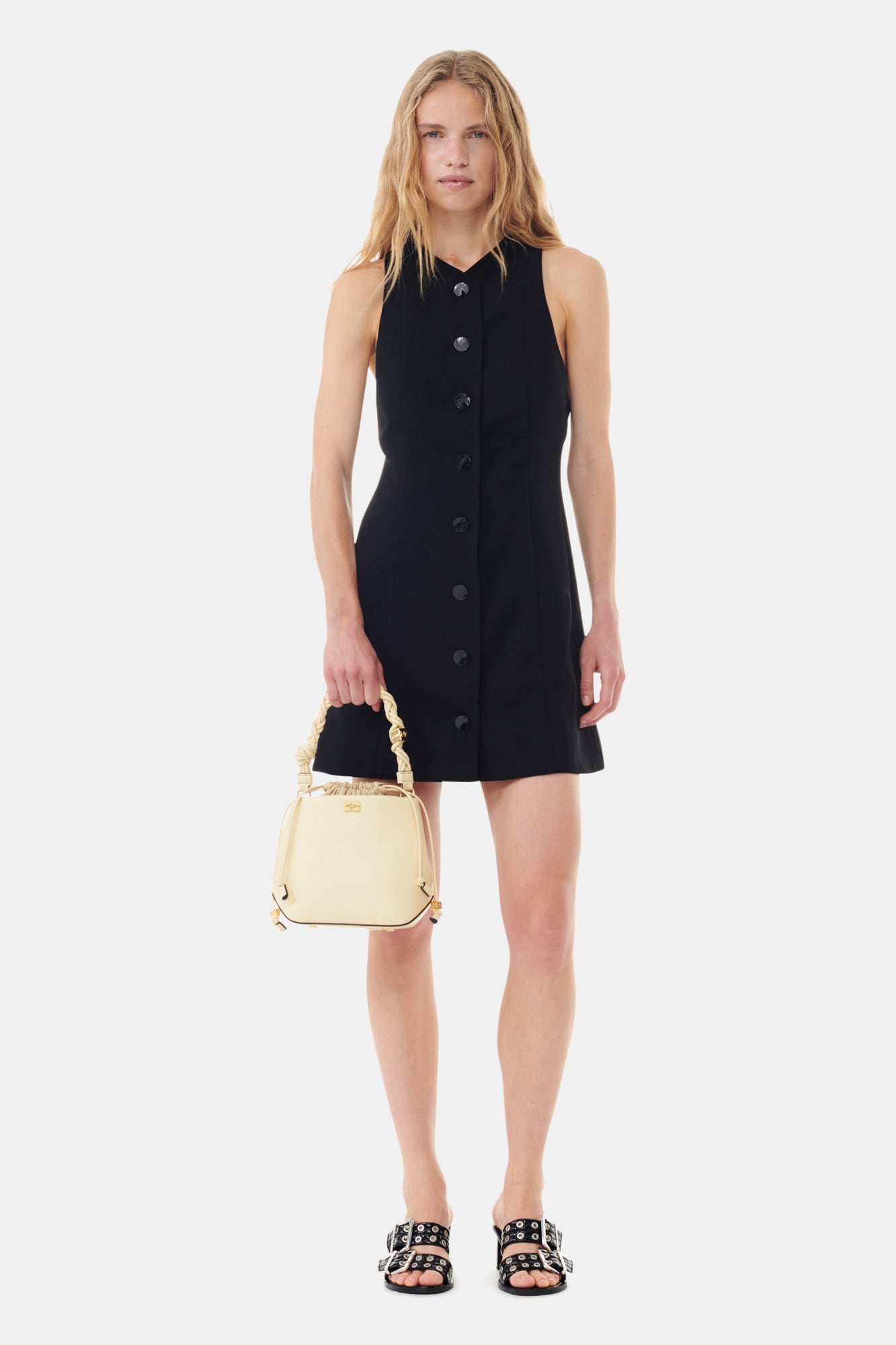Light Twill Suiting Mini Dress | Black