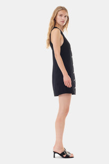 Light Twill Suiting Mini Dress | Black