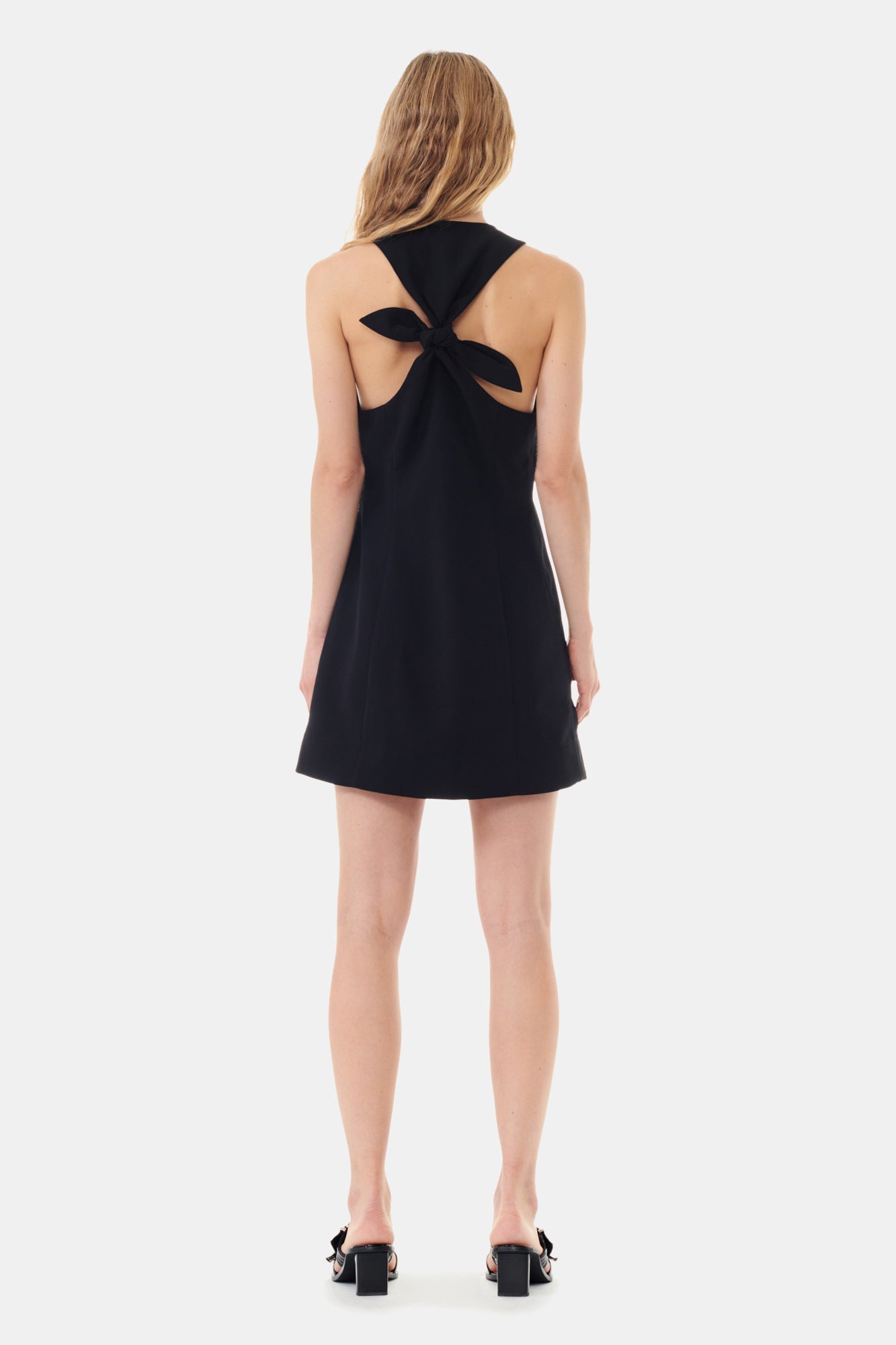 Light Twill Suiting Mini Dress | Black