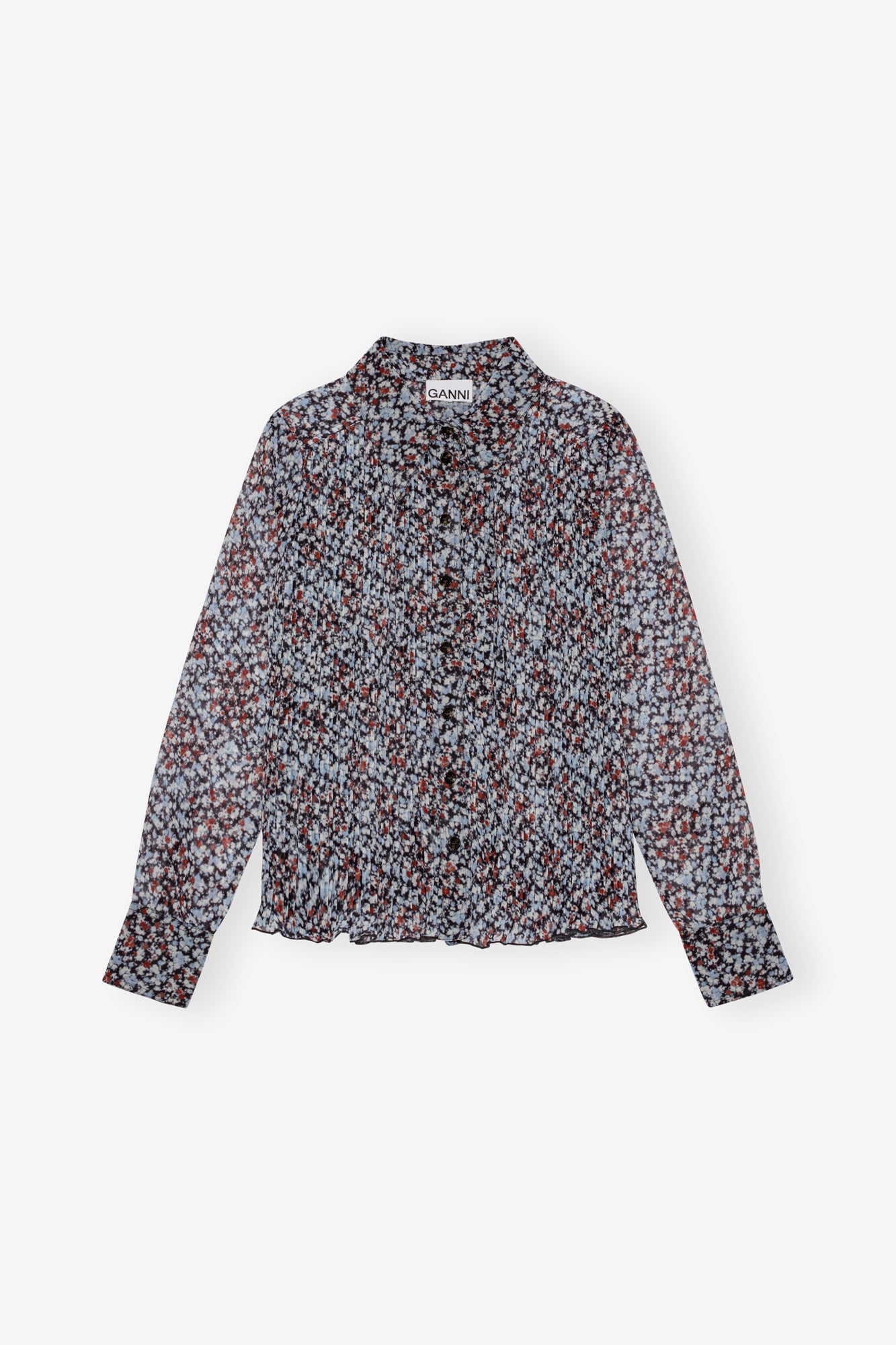 Pleated Georgette Shirt | Phantom