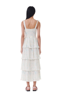 Pleated Georgette Strap Smock Midi Dress | Tofu