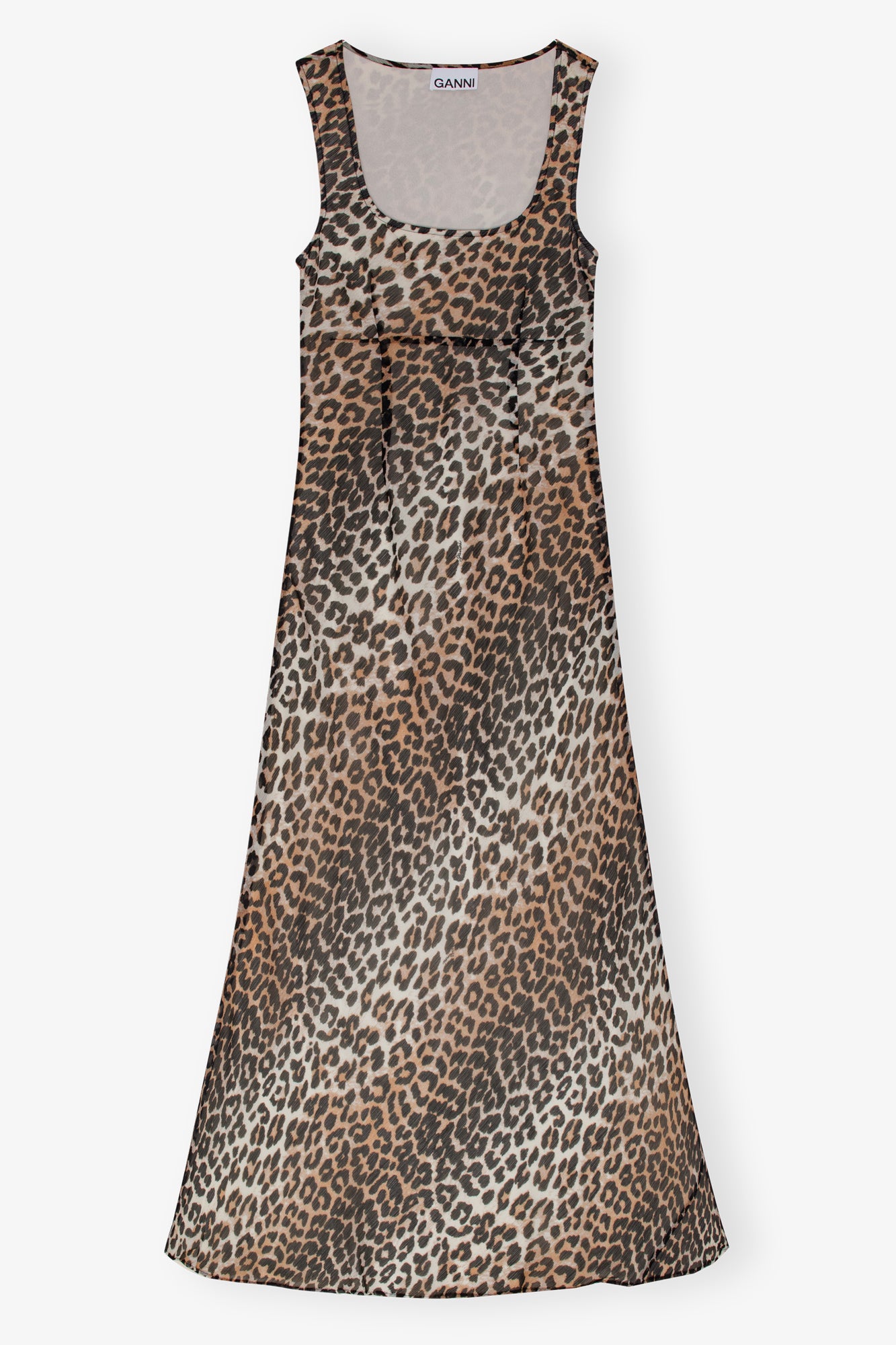 Leopard Printed Chiffon Maxi Dress | Almond Milk
