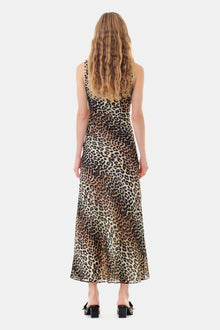 Leopard Printed Chiffon Maxi Dress | Almond Milk