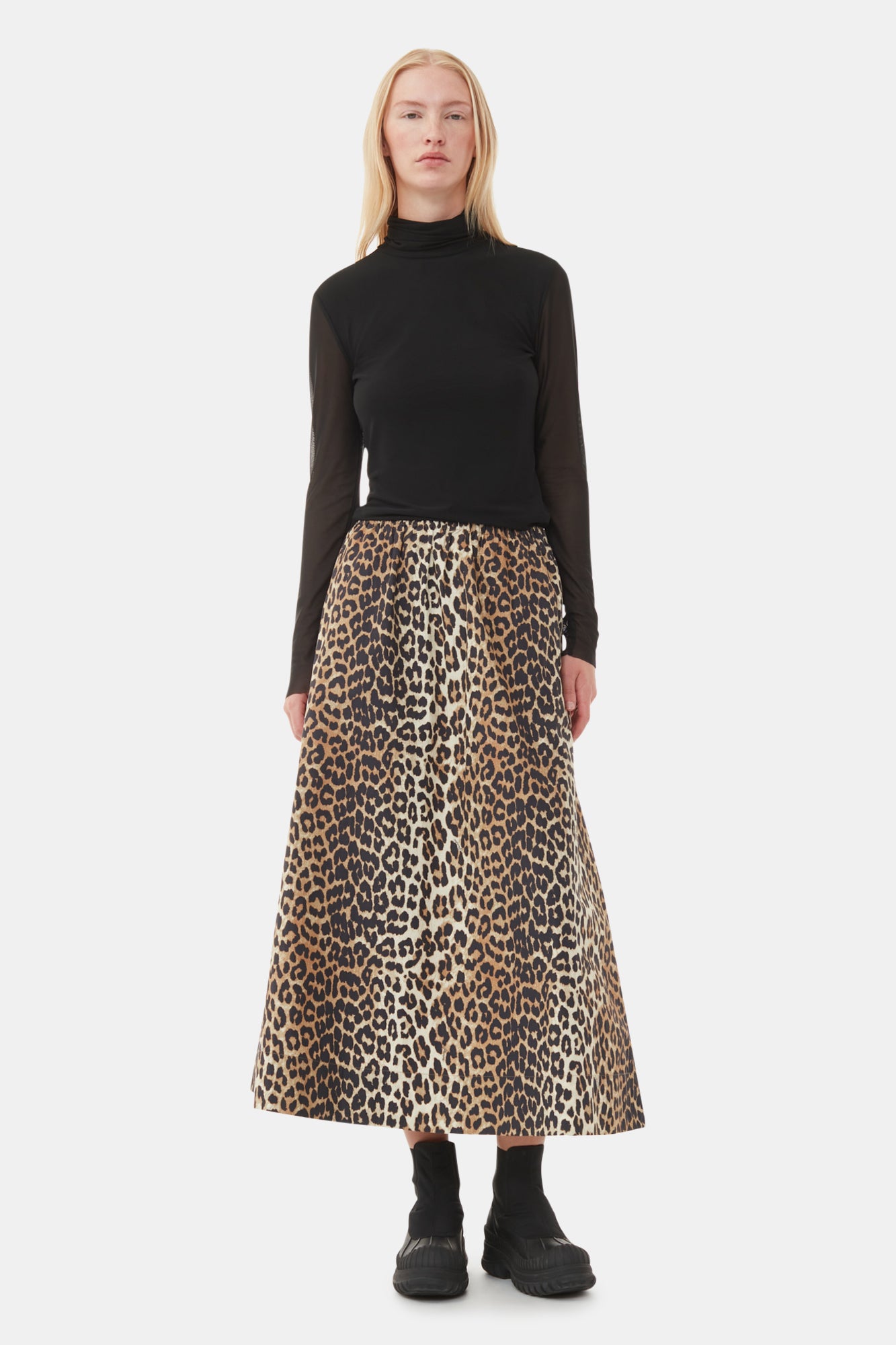 Printed Elasticated Maxi Skirt | Leopard