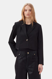 Drapey Melange Short Blazer | Black