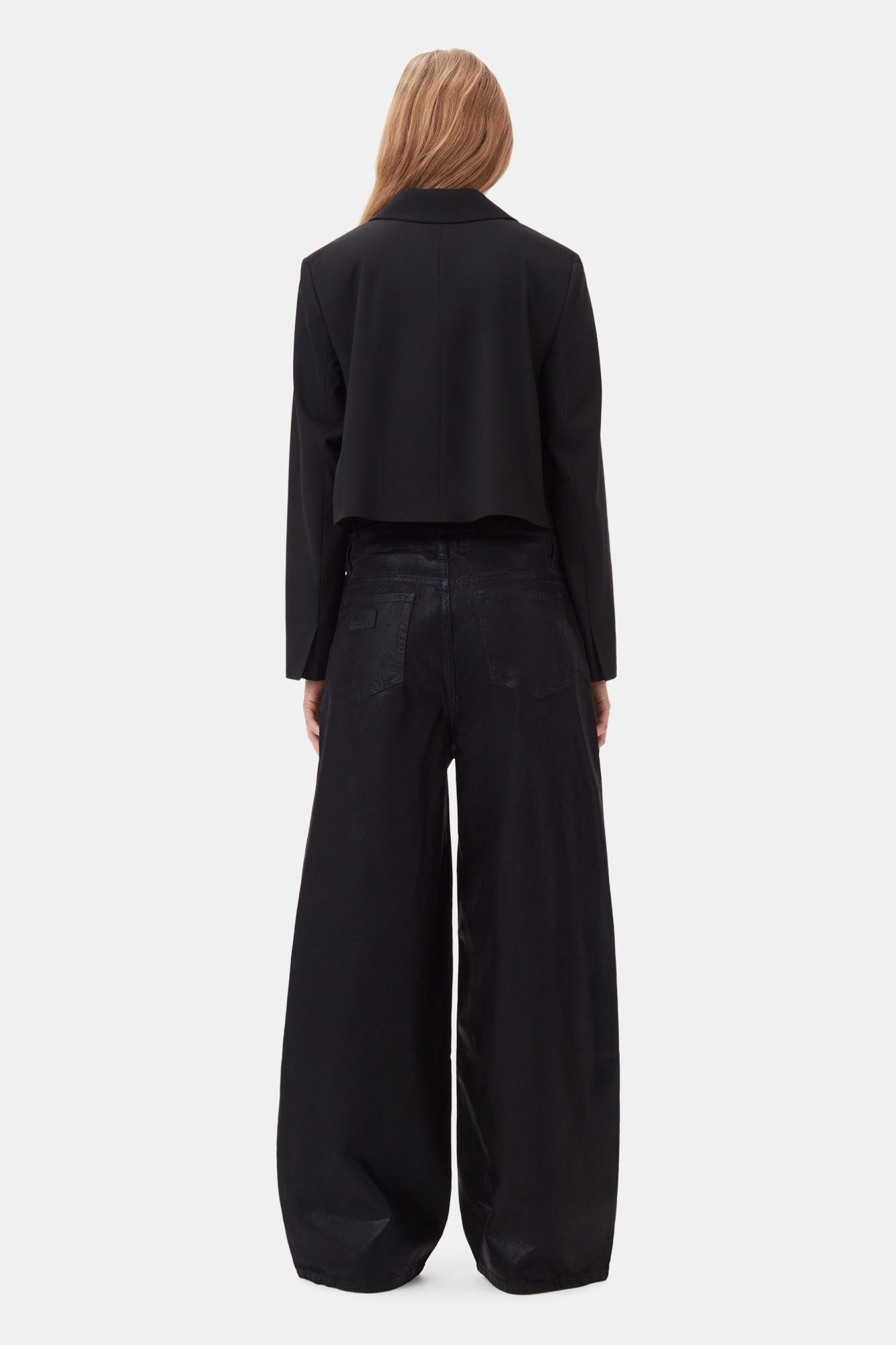 Drapey Melange Short Blazer | Black