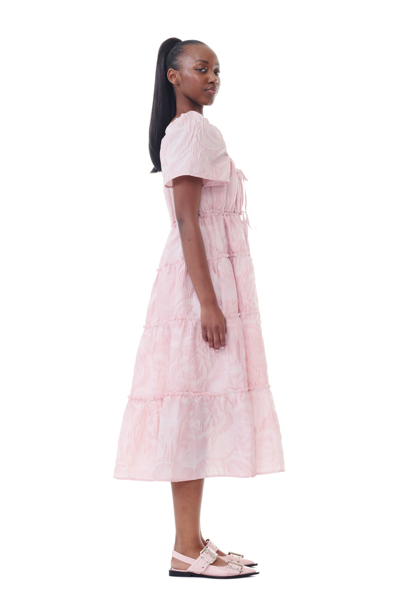 Textured Cloque Layer Dress | Bleached Mauve