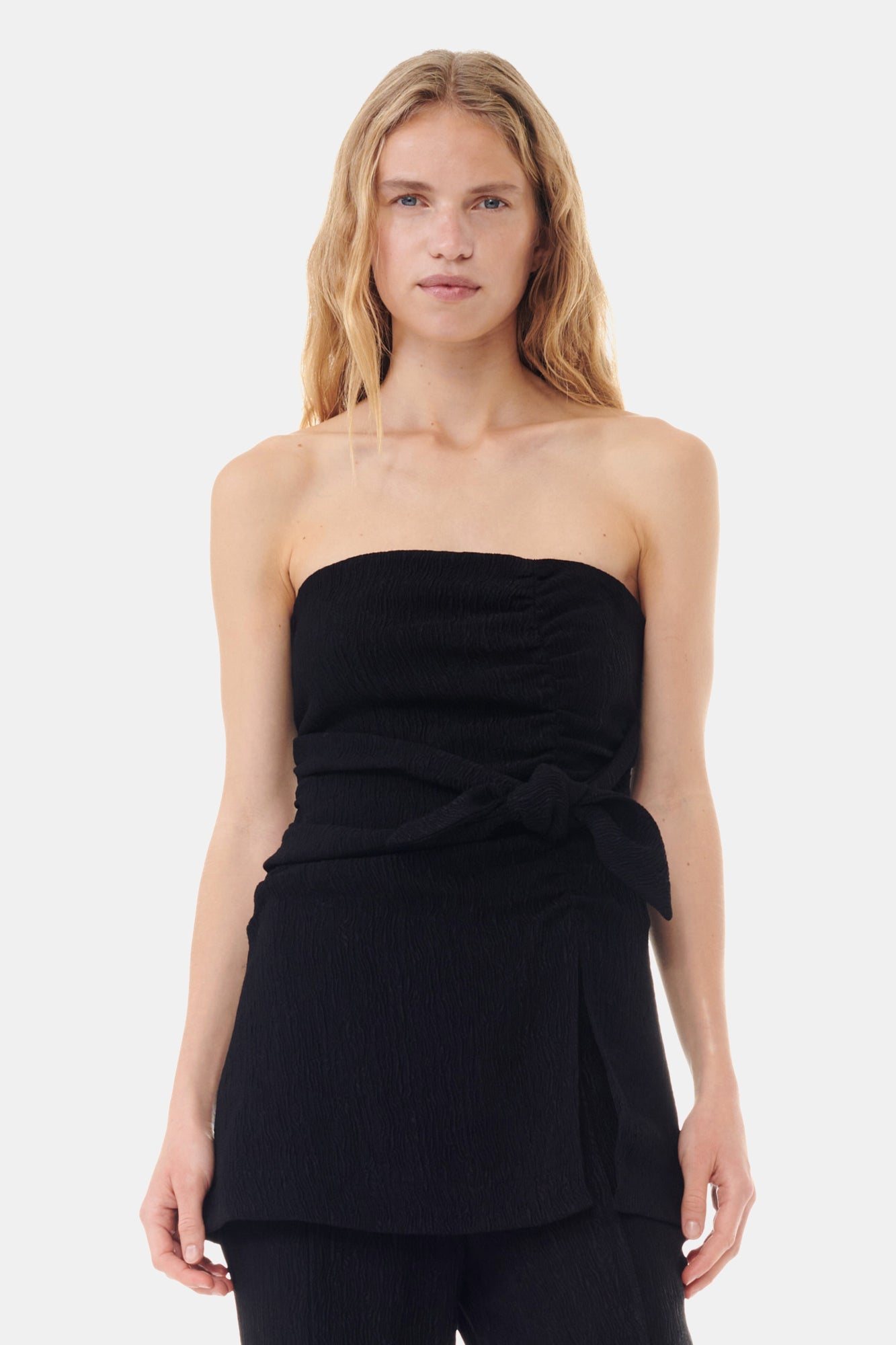 Viscose Stretch Strapless Top | Black