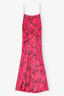 Printed Satin Midi Dress | Raspberry Wine