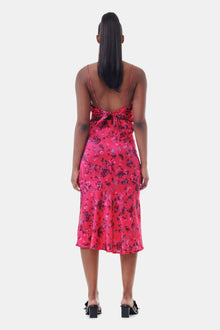 Printed Satin Midi Dress | Raspberry Wine