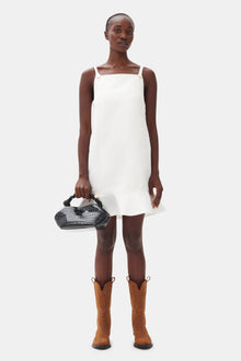 Duchesse Satin Mini Dress | Egret