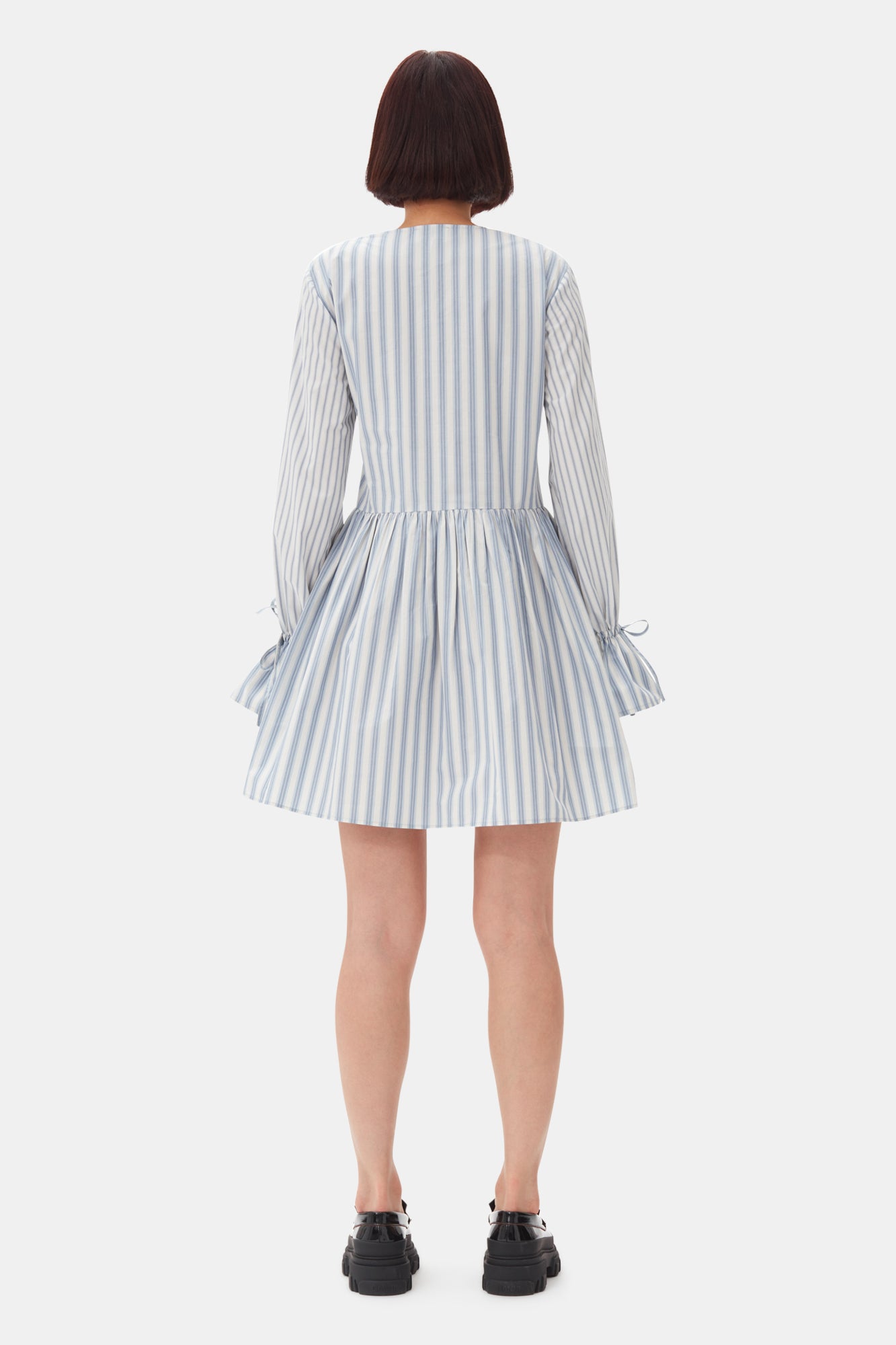 Stripe Cotton Mini Wrap Dress | Egret