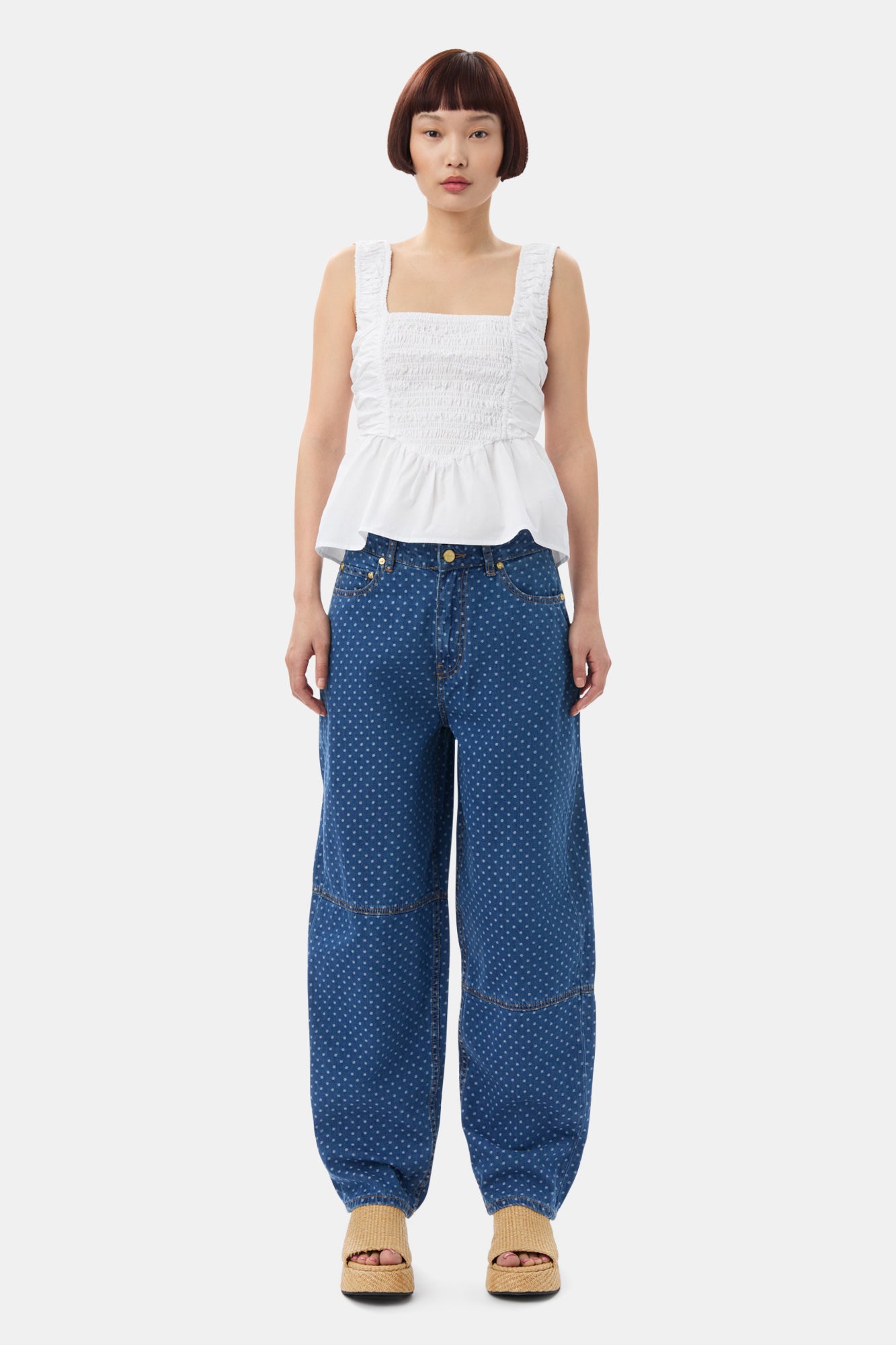 Cotton Poplin Smock Top | Bright White