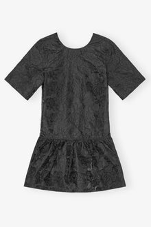 Botanical Jacquard Open-back Mini Dress | Black