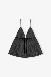 Botanical Jacquard Strap Top | Black