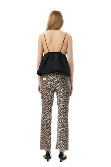 Botanical Jacquard Strap Top | Black