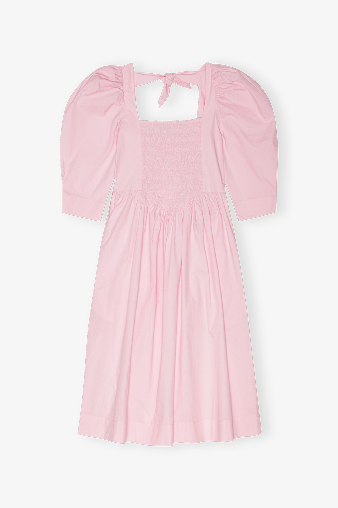 Cotton Poplin Open Neck Smock Dress | Chalk Pink