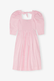 Cotton Poplin Open Neck Smock Dress | Chalk Pink