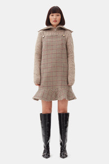 Check Wool Mix Mini Dress | Tiger's Eye