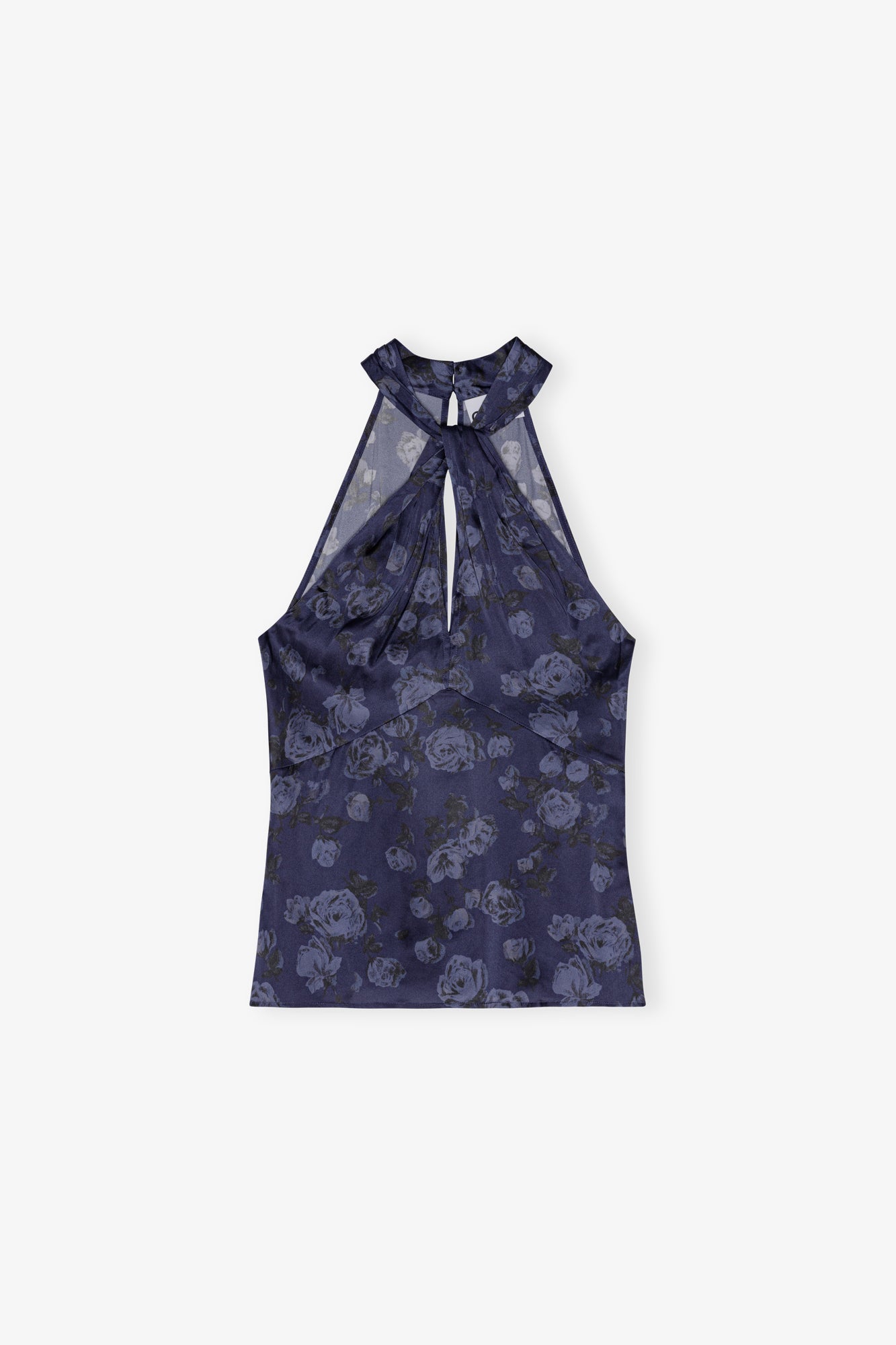 Printed Satin Top | Peacoat