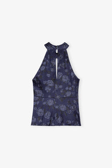 Printed Satin Top | Peacoat