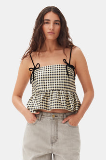 Shiny Check Jacquard Top | Lemon Icing