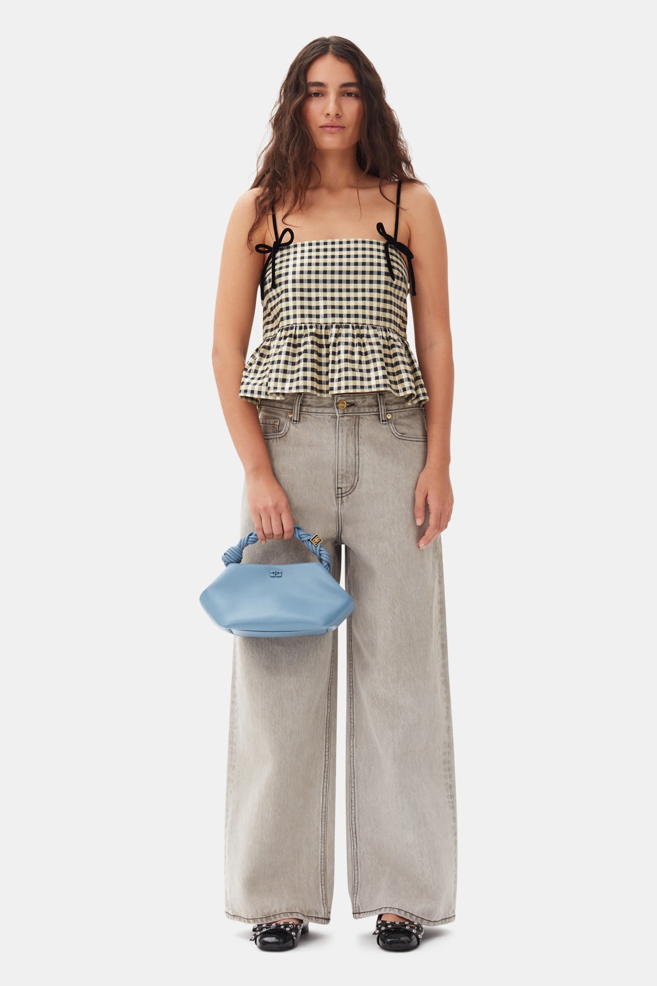 Shiny Check Jacquard Top | Lemon Icing