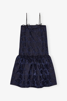 Botanical Jacquard Strap Midi Dress | Peacoat