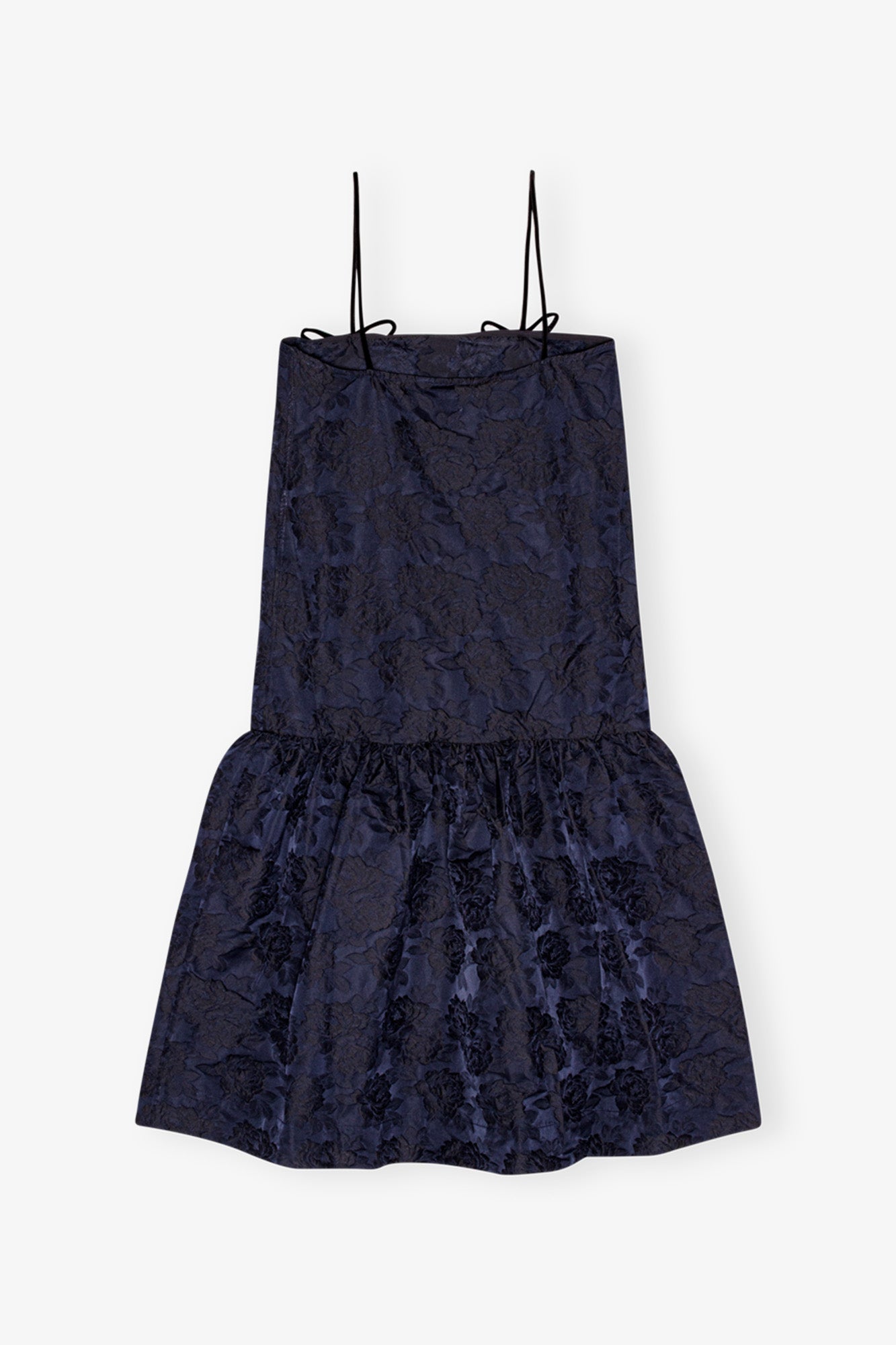Botanical Jacquard Strap Midi Dress | Peacoat