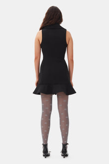 Bonded Crepe Zip-Closure Mini Dress | Black