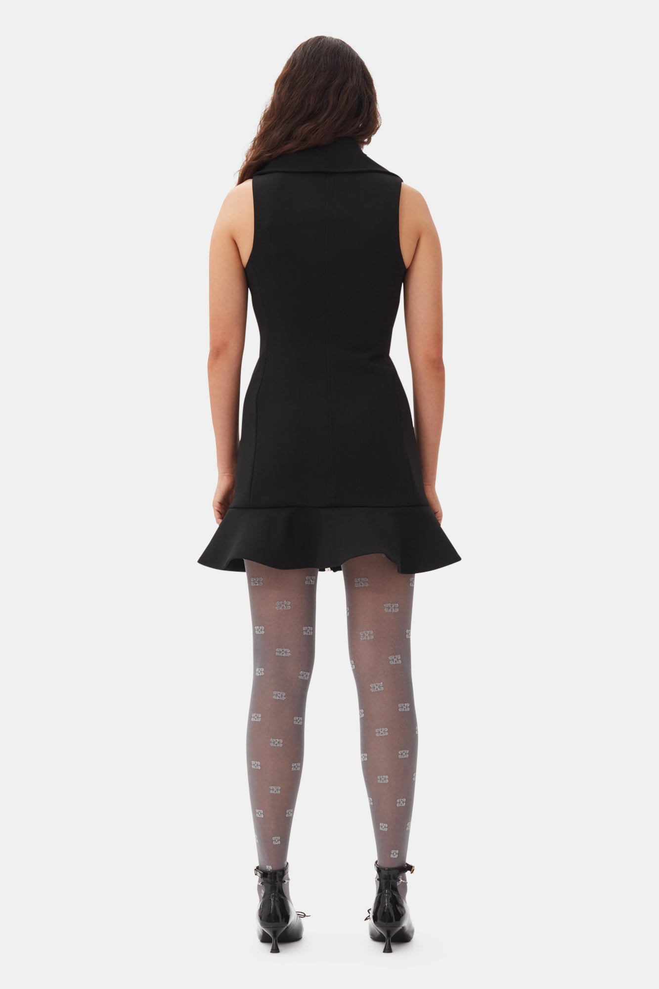Bonded Crepe Zip-Closure Mini Dress | Black
