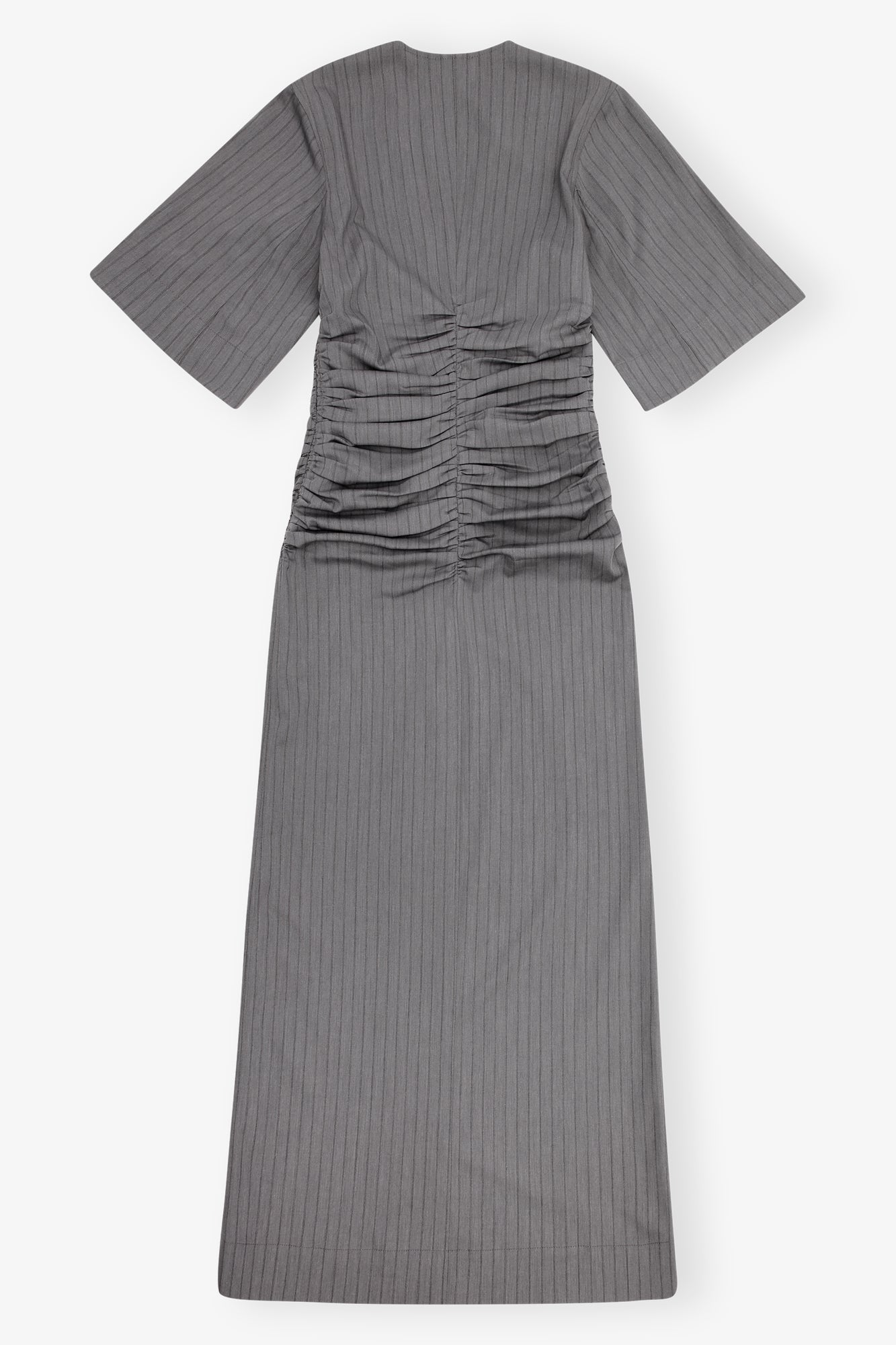 Striped Suiting V-Neck Fitted Dress | Mirage Gray