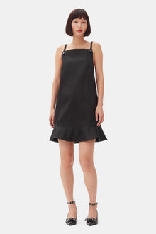 Duchesse Satin Mini Dress | Black