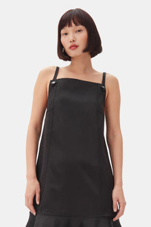 Duchesse Satin Mini Dress | Black