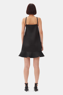 Duchesse Satin Mini Dress | Black