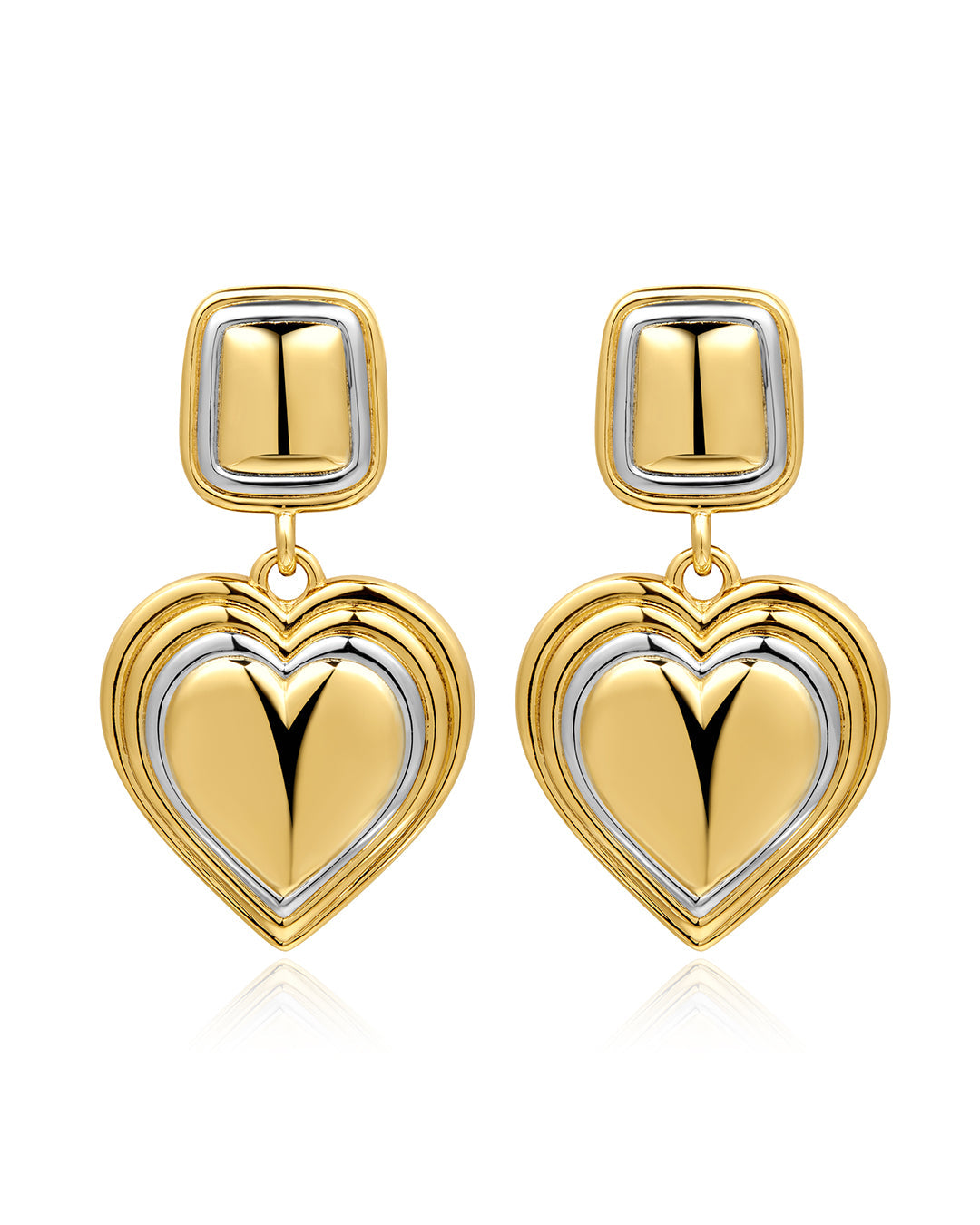 Two-Tone Heart Earrings | Gold/Silver