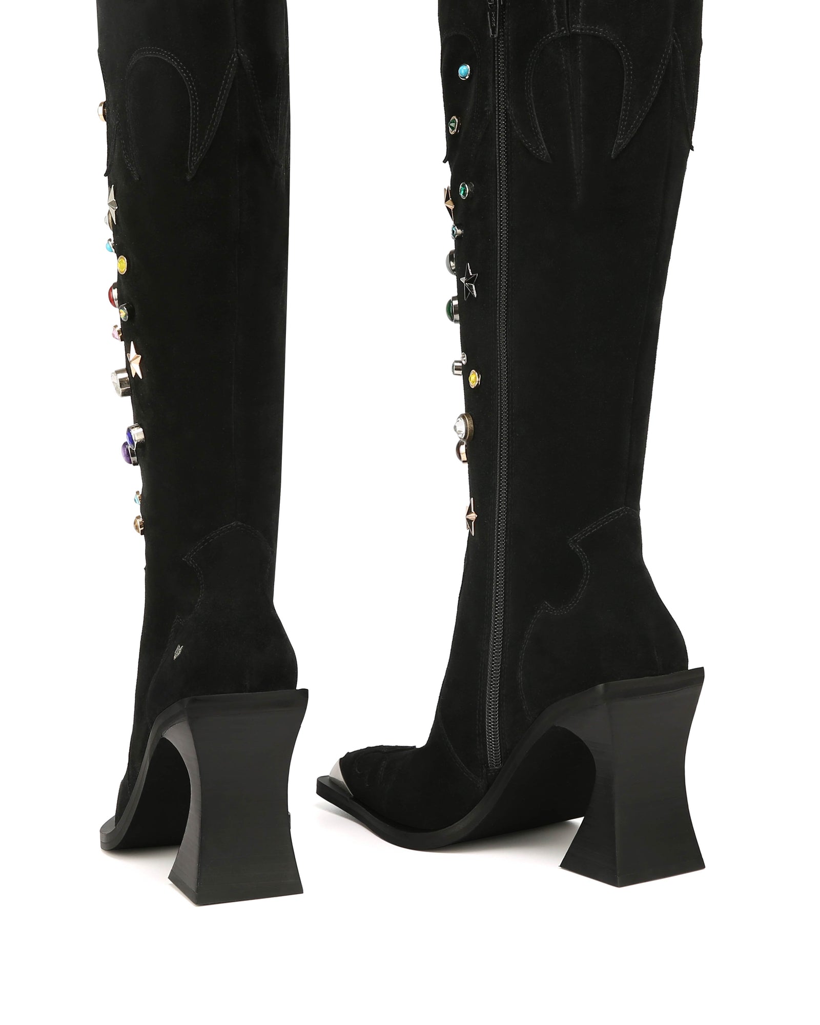 Womens | Fame Cow Studded Suede Boot | Black