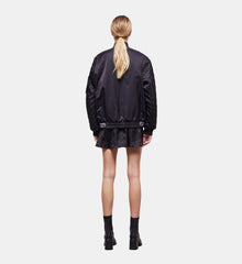 Satin Bomber Jacket With Detachable Sleeves | Women | Black