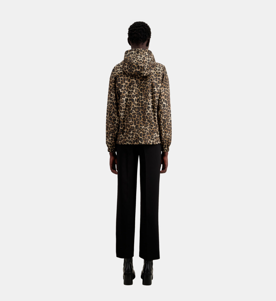 Printed Hooded Windbreaker Jacket | Women | Leopard