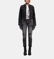 Denim Biker Jacket | Women | Black Washed