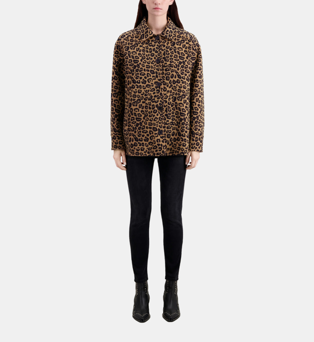 Overshirt Jacket In Wool Blend | Women | Leopard