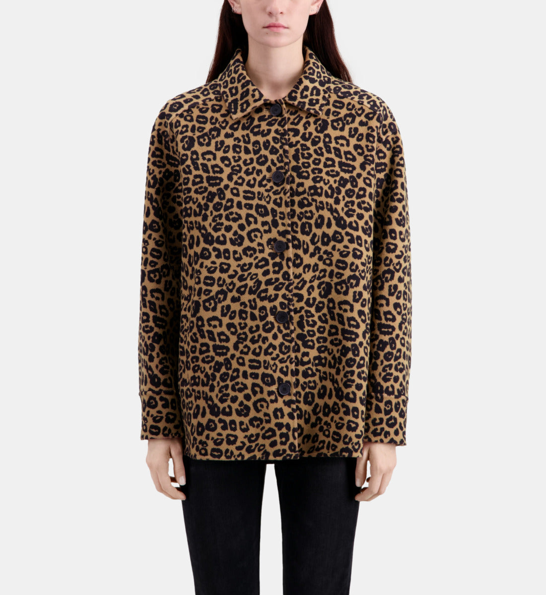 Overshirt Jacket In Wool Blend | Women | Leopard