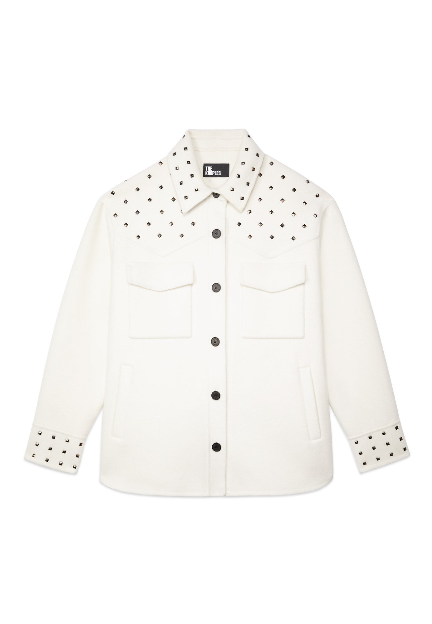 Wool-Blend Overshirt-Style Jacket With Studs | Women | Ecru