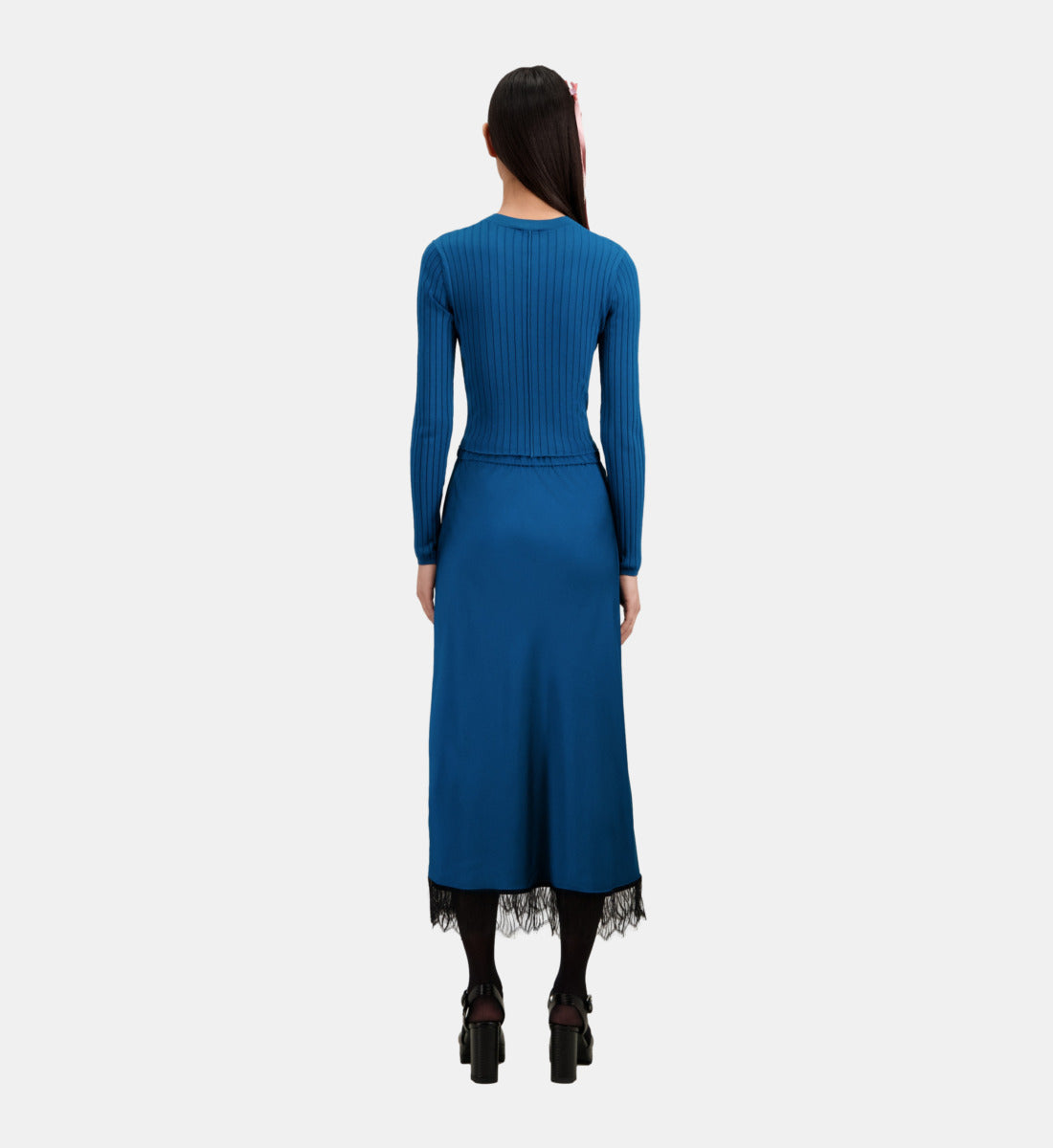 Short Ribbed Cardigan | Women | Medium Blue