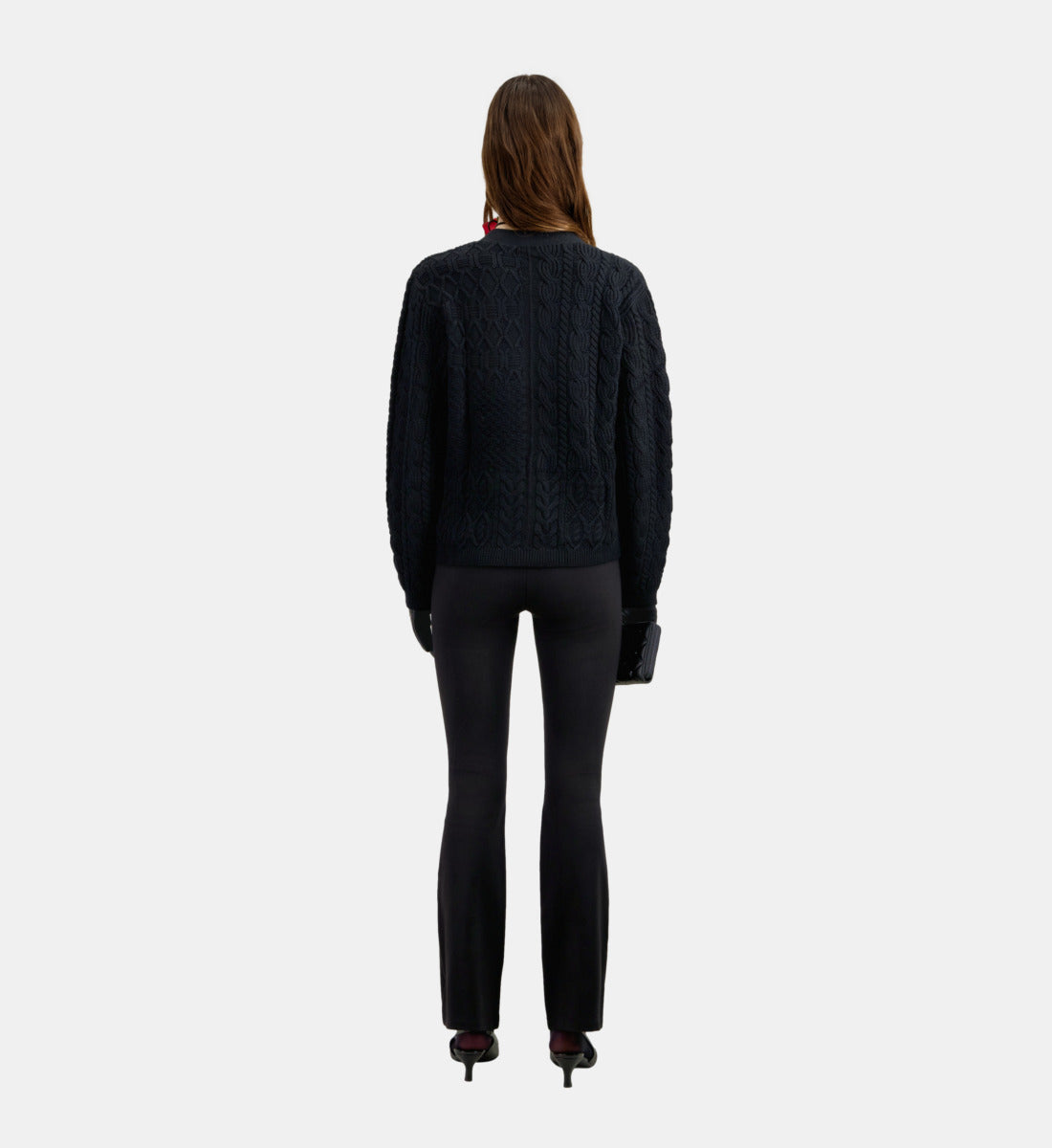 Cable Knit Wool Cardigan | Women | Black