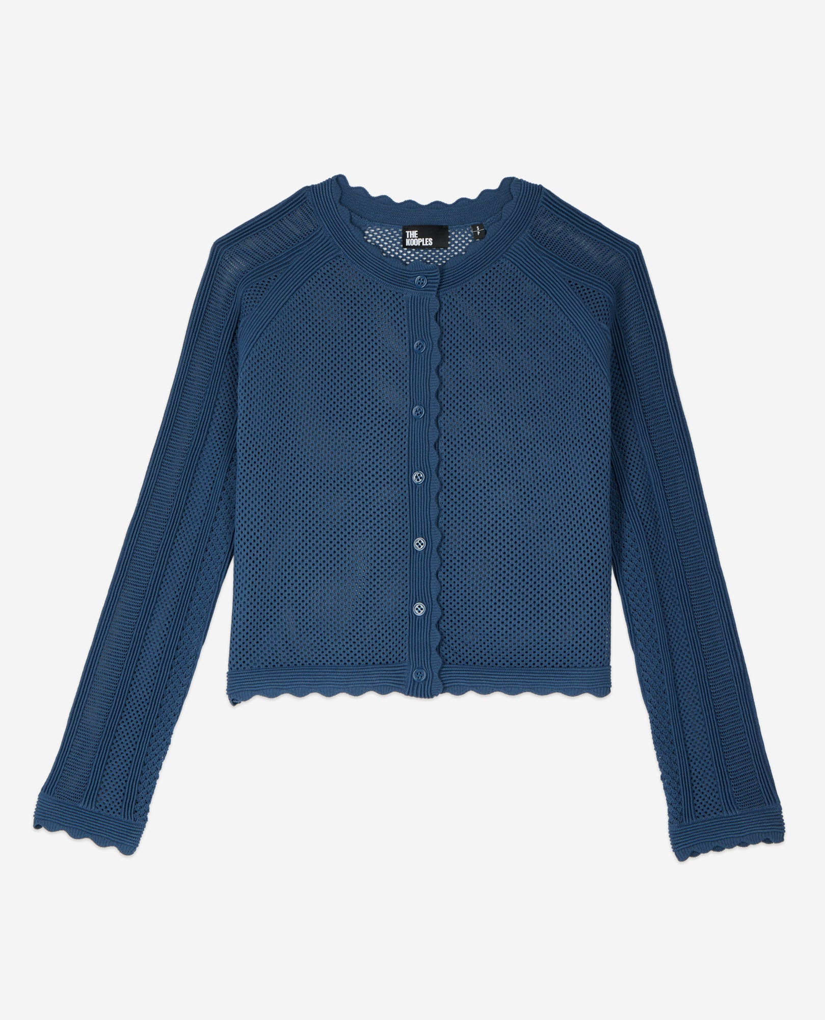 Short Blue Openwork Knit Cardigan | Women | Middle Navy