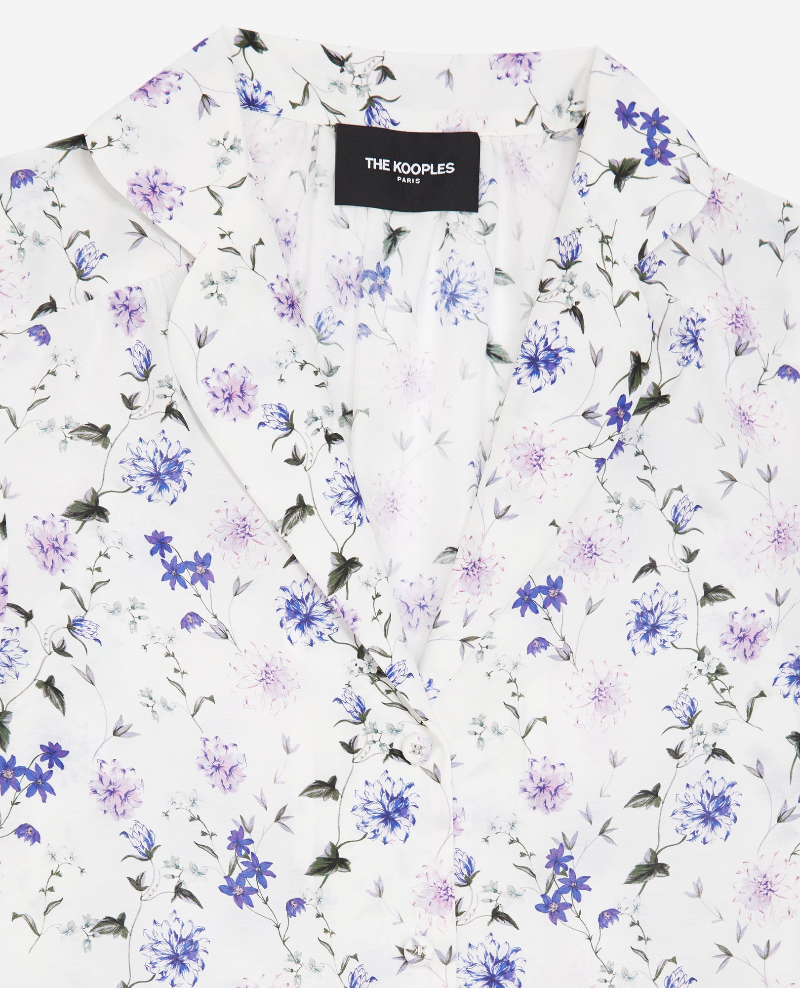 Fitted Printed Shirt With Bow Detail | Women | Ecru x Lavender