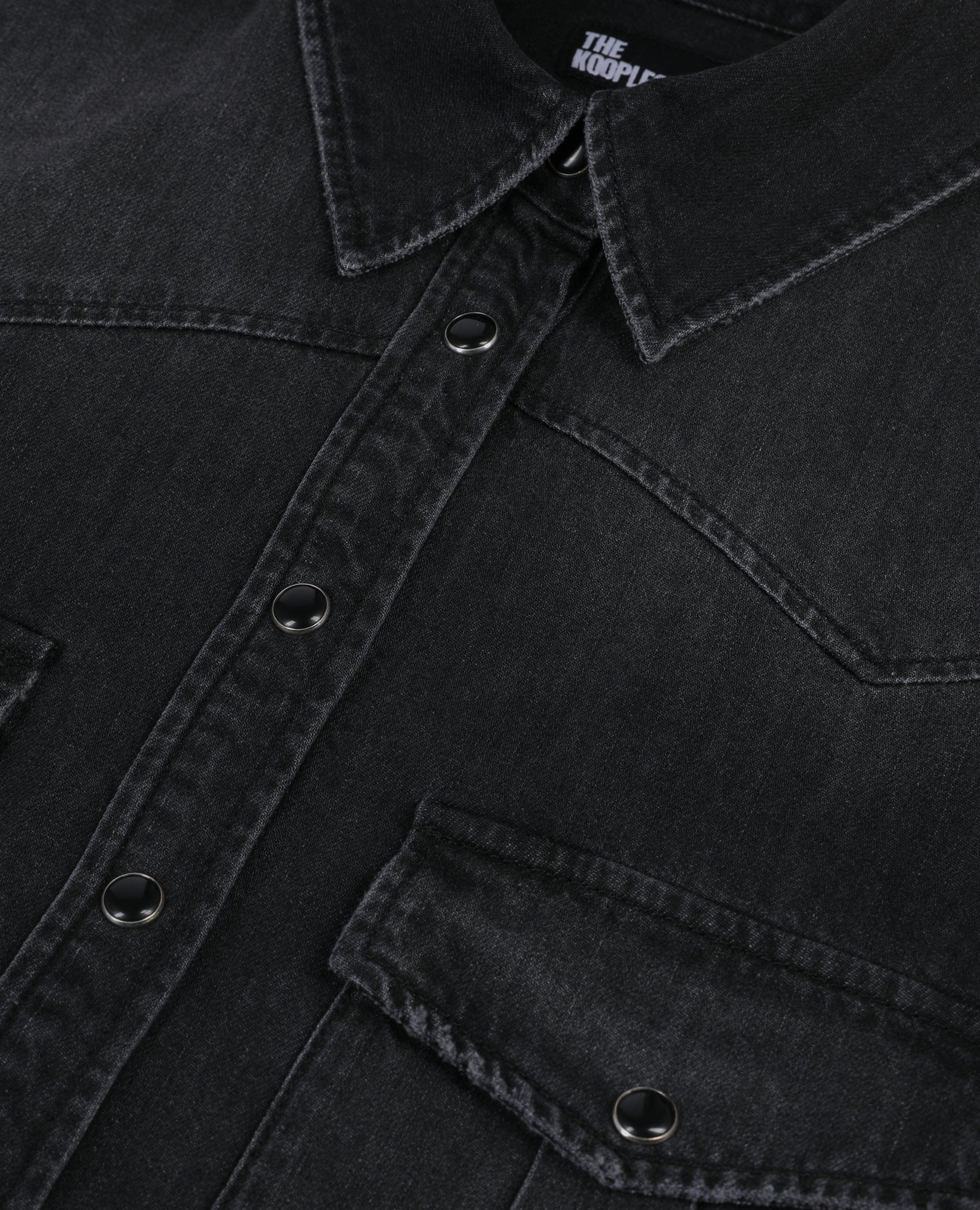 Short Grey Denim Shirt | Women | Black Washed