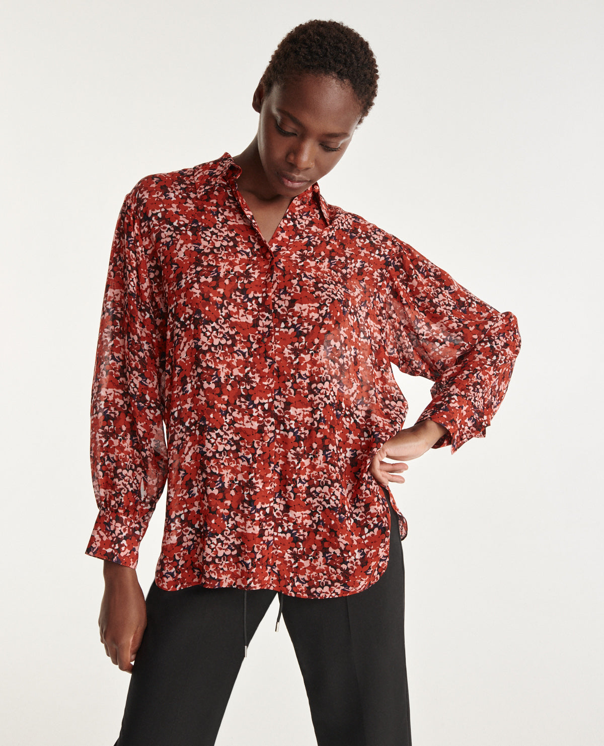 Classic Shirt With Floral Print | Women | Red