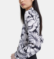 Floral Silk Shirt | Women | Black x White